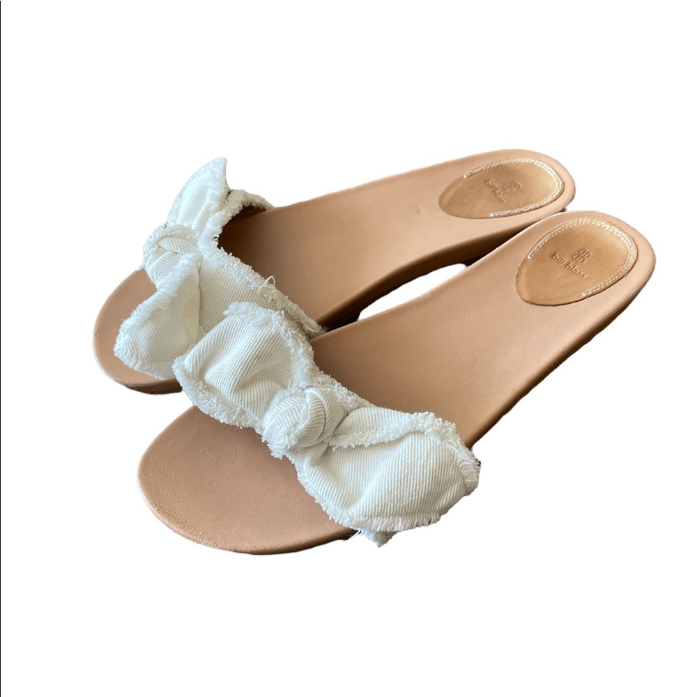 BILL BLASS CANVAS FRAYED BOW SANDAL